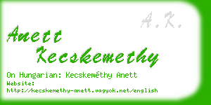 anett kecskemethy business card